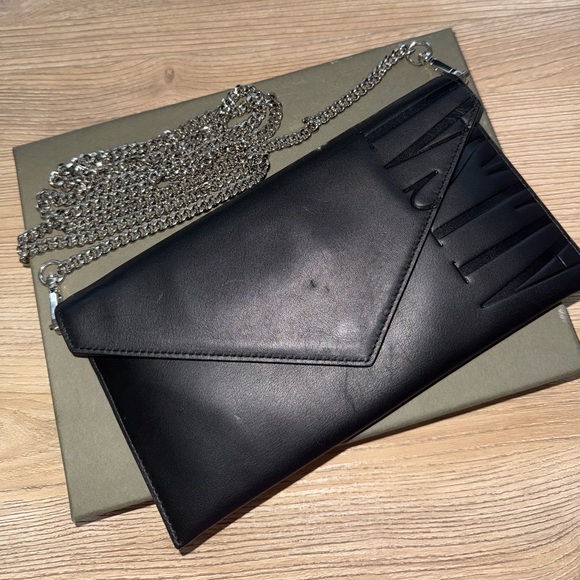 ALL SAINTS Crossbody Envelope Bag with Silver Hardware - Picture 3 of 6